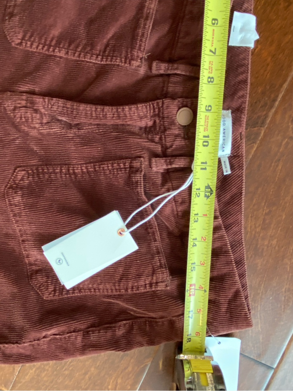 Good American Good Legs Flare Mid Rise Corduroy Red Brown 18 NWT - Picture 7 of 9